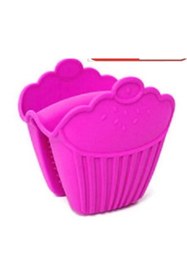 Resim Genel Markalar Cupcake Desenli Silikon Fırın Eldiveni Asorti Silikon Standart Beyaz 