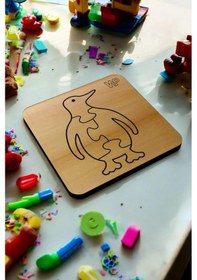 Resim Plywood Ahşap Boyanabilir Çocuklar Puzzle Penguen Boya Setli 