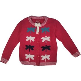 Resim Kız Bebek İnce Ceket Triko Örgü Kırmızı Pamuklu 102 Kırmızı 