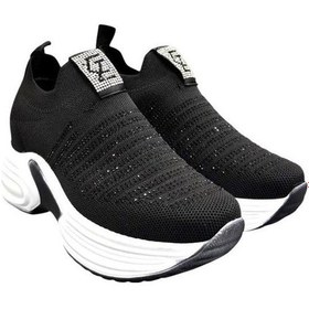 Resim United Colors Of Benetton Aybaak 5006 Triko Taşlı Dolgu Topuk Kadın Ayakkabı Sneaker Siyah 