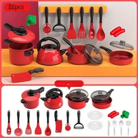 Resim Montessori Oyuncak Mutfak Seti – Tencere, Tavalar, Yemek Aksesuarı - 22pcs 