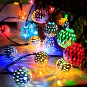 Resim 1 Set, Fas Topu Işıklı Dize (149.96cm 10LED/299.92cm 20 LED), Metal Küreler, Pil ile Çalışır - PİLLER DAHİL DEĞİLDİR, Düğün Partisi, Doğum Günü, Noel, Ev Yatak Odası Dekoru, Tatil Aksesuarı 