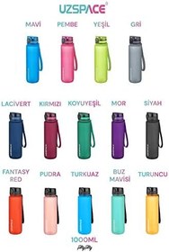 Resim Uzspace Büyük Boy 28 cm 1000 ml 1 litre Tritan Su Matarası 14 Renk FiftyFifty Softtouch 