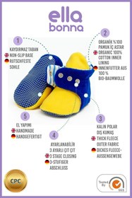 Resim Ella Bonna Kaydırmaz Taban Bebek Pandufu İlkadım Ev Patiği Terletmeyen Organik Pamuk Astarlı 