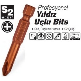Resim Sgs Profesyonel Yıldız Uçlu Bits Ph2 x 50 Mm - 