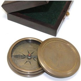 Resim Periboia Ahşap Kutulu Pirinç Pusula Model 7 