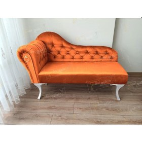 Resim Dekoratif Bihter Koltuk Josefin Puf 120 Cm Beyaz Ayak Turuncu 