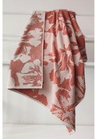 Resim İpliği Boyalı Desenli %100 Pamuk Banyo Havlusu - Yüksek Su Emici -90x150 Cm- Kiremit Kıremıt Kiremit 