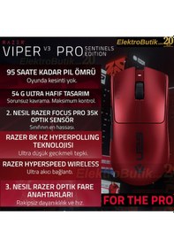 Resim Razer Viper V3 Pro Sentinels Edition Rz01-05120400-r3m1 Ultralight Optik 35k Kablosuz Oyuncu Mouse Rz01-05120400-r3m1 