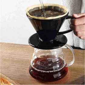 Resim Mediterian Kırmızı V60 Seramik Filtre Kahve Demleme Seti, keyifli kahve deneyimi için ideal 