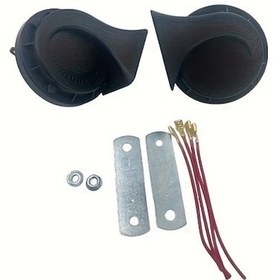 Resim Xuweiwei 1 Pair 12v Çift Sesli Elektrikli Araba Kornası Kiti Yüksek Ses Kolay Kurulum Dayanıklı 