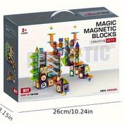 Resim 73 adet STEM Yenilikçi Manyetik Tren Yapı Blokları 3D Renkli Manyetik Karo Seti, 3-8 yaş arası erkek ve kız çocukları için uzaysal farkındalığı artırmak ve el becerilerini geliştirmek için uygun, doğum günleri, Sevgililer Günü ve diğer tatiller için mükemmel 