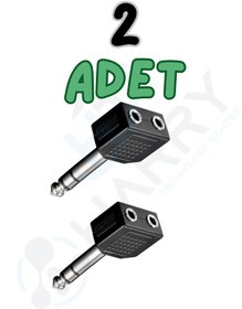 Resim harry 2 Adet 6.3mm Stereo Gitar Jak-2 Dişi Aux 3.5mm Anfi Amfi Çevirici Dönüştürücü Kulaklık Çoğaltıcı 
