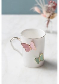 Resim Porselen Kupa Yaldızlı Kelebek Figürlü Kupa 