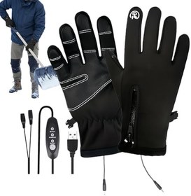Resim Isıtmalı Eldivenler | 3 Seviyeli USB Şarj Edilebilir Unisex Dokunmatik Kışlık Malzemeleri | Erkek Elektrikli Eldiven - Kayak Snowboard Bisiklet Motosiklet Açık Hava Çalışma İnşaat Bahçe Yürüyüş 
