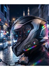Resim Şarjlı Motosiklet Kask Intercom Kulaklık Bluetooth 5.3 Teknolojisi 