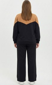Resim Kadın Büyük Beden Uzun Kollu Püskül Detaylı Modal Kumaş Eşofman Takımı 8249-26 - XXL / Camel 