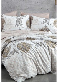 Resim Çift Kişilik Nevresim Takımı Pamuklu Bej Asalet Çok Renkli 