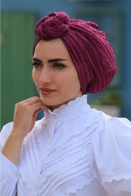 Resim Sahra Şal Dünyası Tasarım Bone Sakallı Mor 