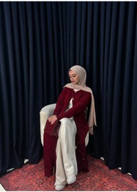 Resim Neva Wear Şık ve Rahat Düğmeli Uzun Tesettür Hırka-Elbise 