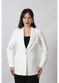 Resim Moda Berray 1905 Beyaz Kadın Büyük Beden Blazer Ceket Beyaz 