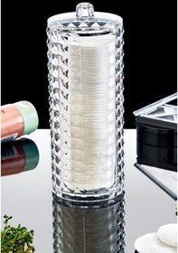 Resim Flosoft Diamond 3 Lü Pamuk Organizer, Disk Pamukluk Makyaj Pamukluğu Kulak Çubukluğu 3 Lü Set Şeffaf 