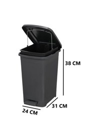 Resim Omnipazar Elf-i343 Slim Pedallı Plastik Çöp Kovası İç Kovalı 15 Lt Antrasit 