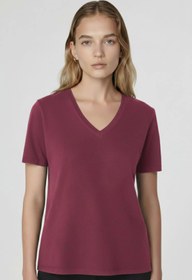 Resim Mürdüm V Yaka Kadın Tişört - MÜRDÜM / 48 