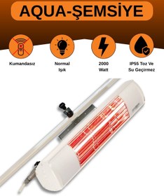 Resim GOLDSUN Aqua 2000 Watt GSU20 Şemsiye Tip Kumandasız Suya Dayanıklı Elektrikli İnfrared Isıtıcı-Beyaz 