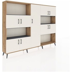 Resim Arges Dolap 10 Raflı 9 Kapaklı 220x30x163 Çam-aytaşı/antrasit Çam-aytaşı/antrasit 