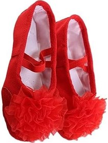 Resim Holibanna 1 Çift Bale Kadınlar Için Kanvas Daireler Kadın Düz Ayakkabı Bayanlar Daireler Zapatilla De Mujer Çocuk Ayakkabıları Çocuk Terlikleri Yumuşak Kırmızı Kız Çocuk Dans Ayakkabıları 