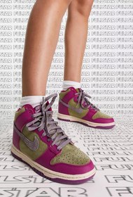 Resim Nike Dunk High Dynamic Leather Unisex Sneaker Hakiki Deri Bilekli Spor Ayakkbı Mor 