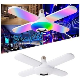 Resim RGB Led Yapraklı Bluetooth Renkli Müzik Lambası Katlanır Ampül Ku 