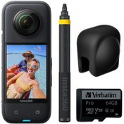 Resim Insta360 X3 360 Kamera + 3 Metre Extended Edition Stick + 64GB MicroSD + Lens Cap 