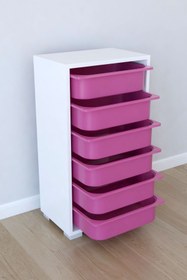 Resim Remaks 6 Sepetli Oyuncak Dolabı Çok Amaçlı Dolap - Pembe 
