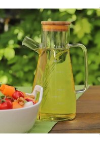 Resim Mithra Life Bambu Kapaklı Borosilikat Cam Yağdanlık 900 Ml Mıt1070 