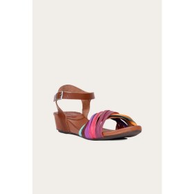 Resim Bueno Shoes Multi M10 Deri Kadın Dolgu Topuklu Sandalet 