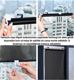 Resim Polham 68x125 Cm Geri Çekilebilen Araç İçi Ön Cam Güneşlik, Ev Tipi Cam Güneşlik Uv Engelleyici Perde 