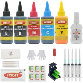 Resim Ekoset Dolum Seti HP 304 HP 302 HP 301 HP 300 Uyumlu Renkli ve Siyah 5'li Set 