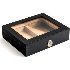 Resim Falconetti Siyah Camlı Kısa Humidor Puro Kutusu RC06SY 