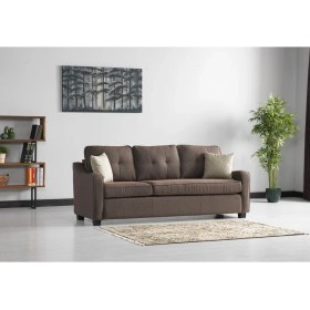 Resim Meşe Home Plus Kılıflı Torba Yaylı Keten Kumaş Fonksiyonel Üçlü Kanepe Koltuk Kanepe Kahve 