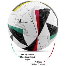 Resim Pompa Hediyeli No:5 Futbol Topu Dayanıklı Tpu Halı Saha Sert Zemin Uyumlu Dikişli Ft515 Çok Renkli 