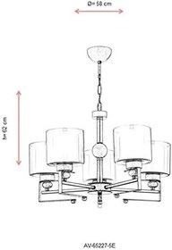 Resim AVONNI AV-65227-5E Eskitme Kaplama Modern Avize, E27, Metal, Cam, 58cm 