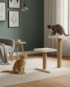 Resim Reyo Pet Çift Stepli Kedi Tırmalama Beyaz 