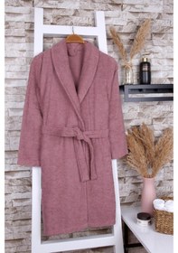 Resim Baveno %100 Pamuk Gül Kurusu Kadın Şalyaka Bornoz Gülkurusu 