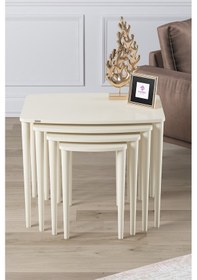 Resim Canisa Concept Anka Serisi Mdf 4'lü Zigon Sehpa Takımı Krem Krem 