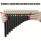 Resim Tek Paket 18-Tüplü Siyah Pan Flüt, ABS Malzeme, Klasik Stil, Taşıma Çantası ile, Kolay Çalınır, Taşınabilir, Konforlu Kavrama, Pürüzsüz Ağızlık, Performans, Öğretim ve Uygulama İçin 