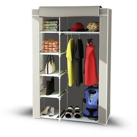Resim Dzgn Home Tek Yandan Raflı Plastik Bez Dolap Gardrop-gri Gri 