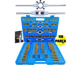 Resim 110 Parça Pafta Takımı Tin Dişli Kesme Aleti Seti, Kılavuz M2-18 