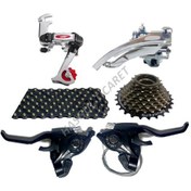 Resim Hsgl Bisiklet Vites Komple Set 3x8 Vites Beyaz - Mavi 